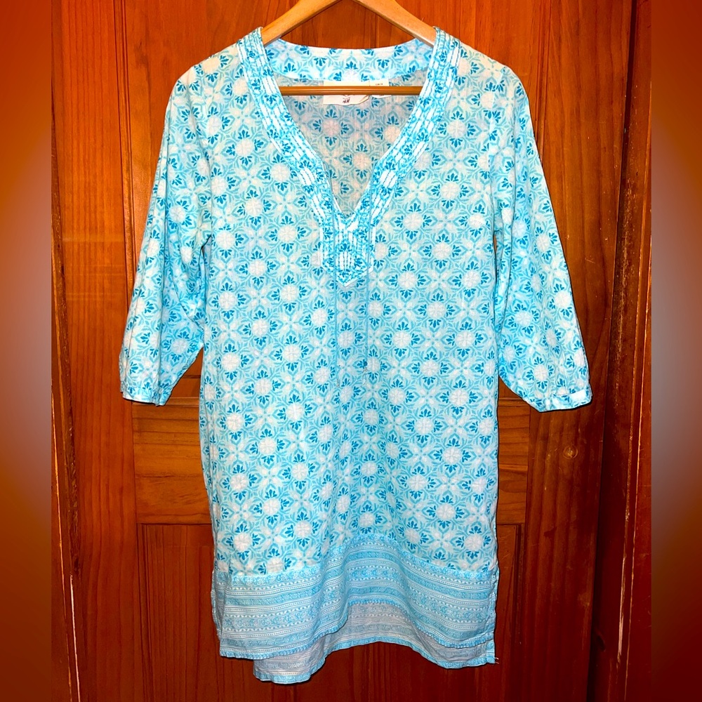 H&M Light blue/aqua patterned tunic